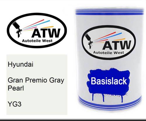 Hyundai, Gran Premio Gray Pearl, YG3: 500ml Lackdose, von ATW Autoteile West.